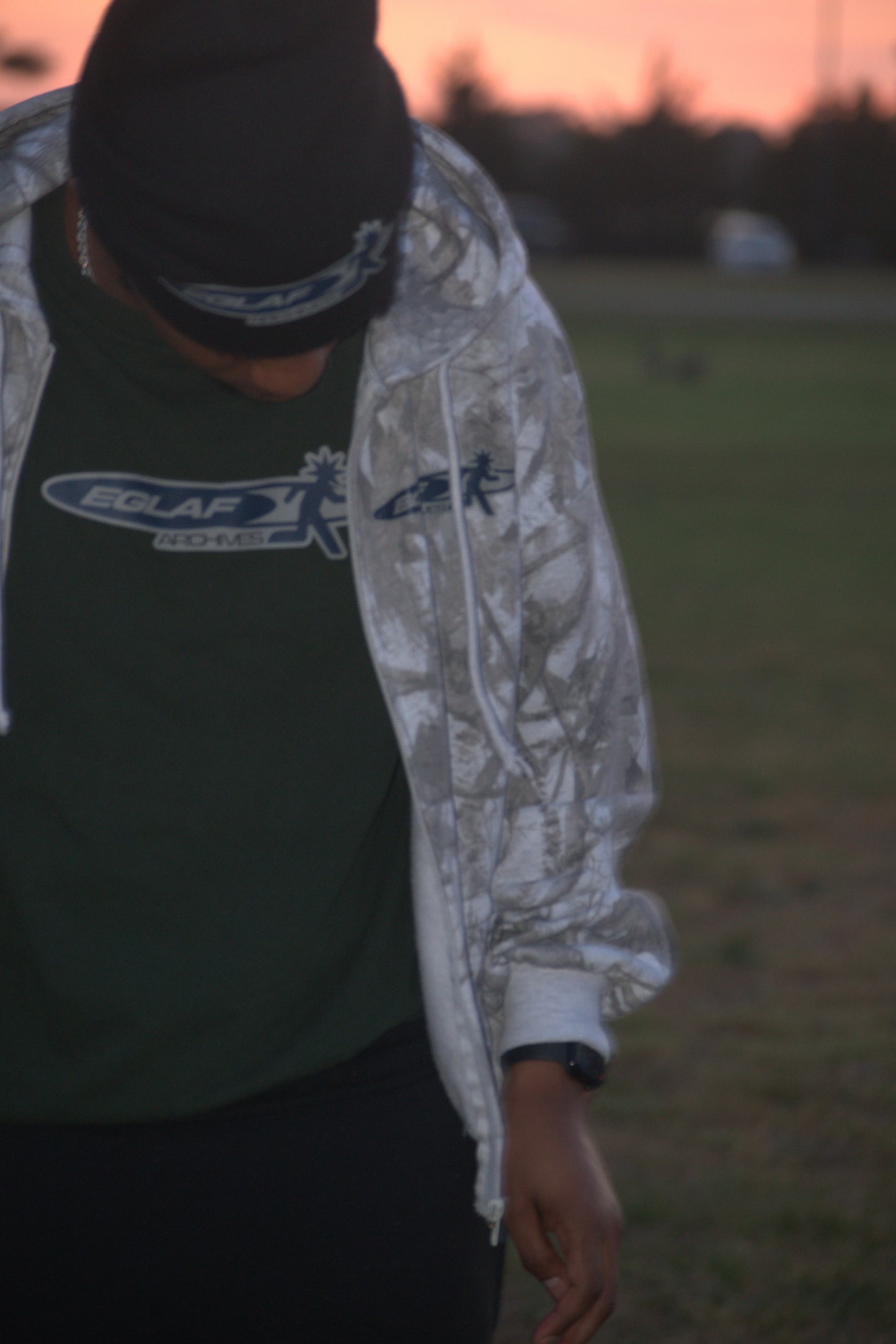1 OF 1 EGLAF WHITE CAMO ZIP-UP